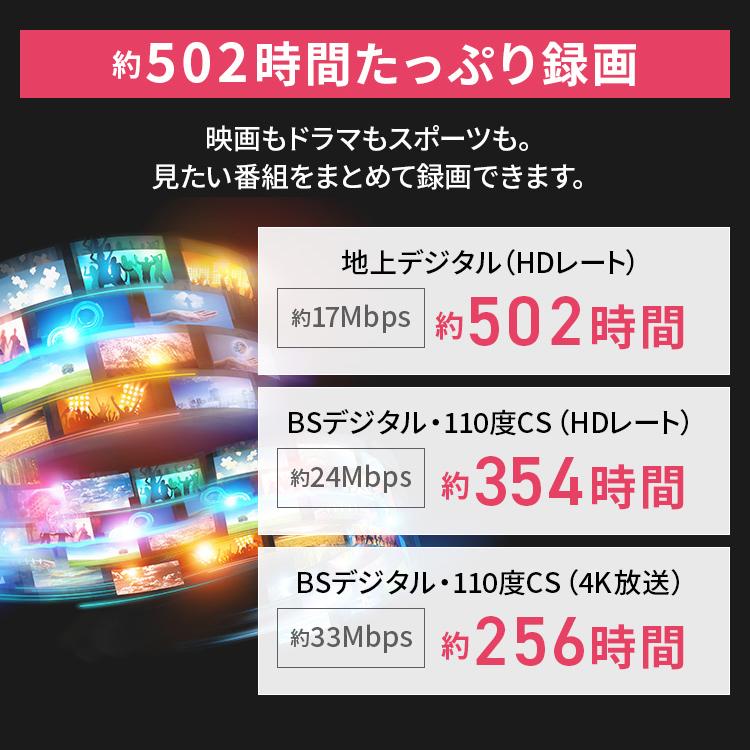 外付けHDD テレビ録画 4K 4TB ハードディスク 外付け テレビ 4K放送対応ハードディスク アイリスオーヤマ HDCZ-UT4K-IR 新生活｜petkan｜09