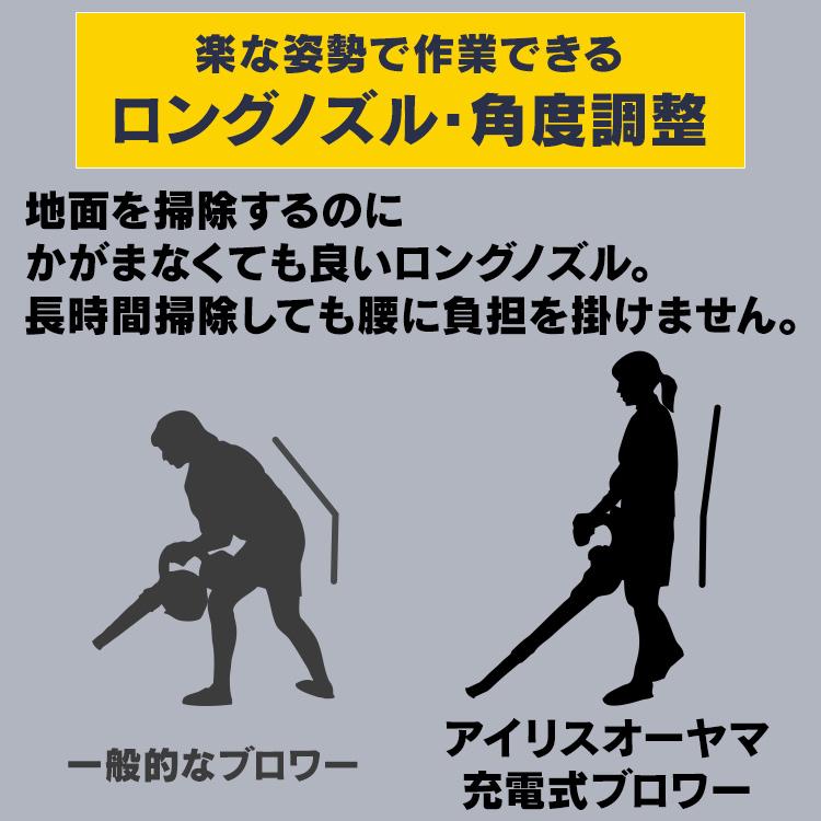ブロワー 充電式 洗車 コードレス 18V バッテリー付き 軽量 静音 お手軽 落葉 枯れ葉 強力 集塵 粉砕 掃除 清掃 家庭用 庭 JB181 アイリスオーヤマ 新生活｜petkan｜03