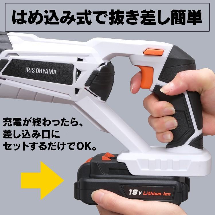 電動ノコギリ 家庭用 レシプロソー  電動のこぎり 充電式 コードレス 18V のこぎり 小型 電動 バッテリー DIY 庭 替刃 草刈機 枝切り 剪定 アイリスオーヤマ｜petkan｜15