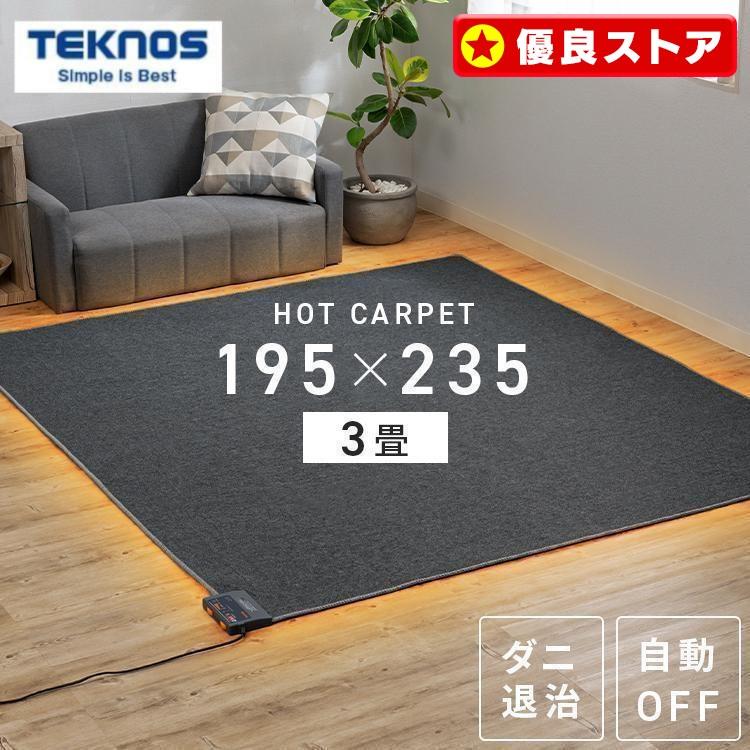 ホットカーペット 3畳 本体 TEKNOS 195×235cm おしゃれ 節電 ダニ退治