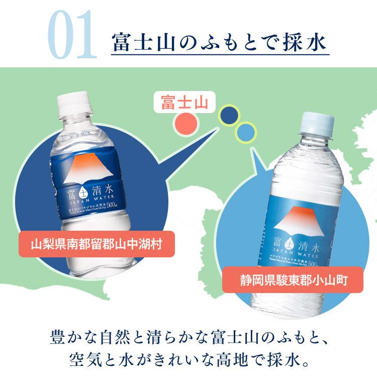 水 ミネラルウォーター 500ml 24本 送料無料 最安 天然水 富士清水 飲料 国内 まとめ買い 軟水 24本セット 日本産 JAPANWATER ミツウロコ 代引不可|petkan|04