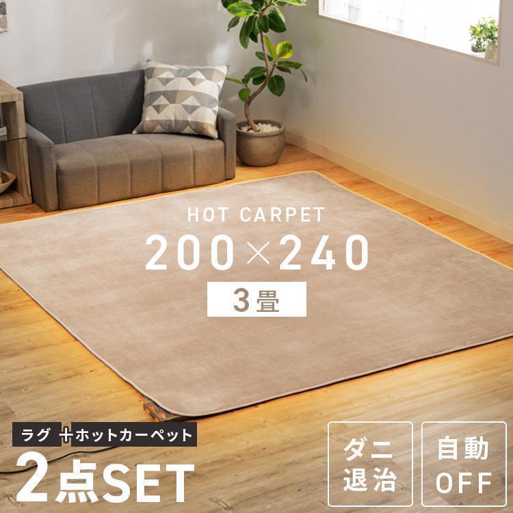 ホットカーペット 3畳 ラグ セット TEKNOS 200×240cm 節電 ホットカーペット 3畳 ラグ セット TEKNOS 200×240cm 節電