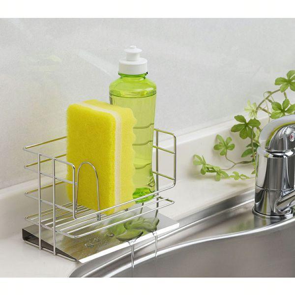 斜めトレー付洗剤スポンジラック ミニ シルバー 42591 下村企販 (D)(B