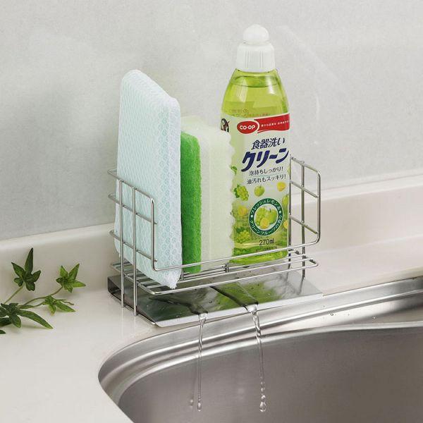 斜めトレー付洗剤スポンジラック ミニ シルバー 42591 下村企販 (D)(B