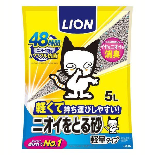 猫砂 鉱物系 軽量 ニオイをとる砂 軽量タイプ 5L×6袋セット LION 消臭 抗菌 ライオン（Yahoo!・メガストア Yahoo!店）