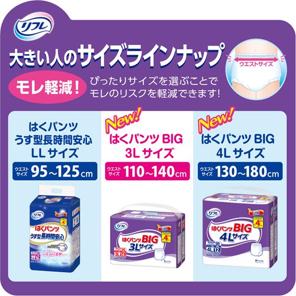 リフレ (3個)介護用紙パンツ まとめ買い 大人用おむつ はくパンツ BIG