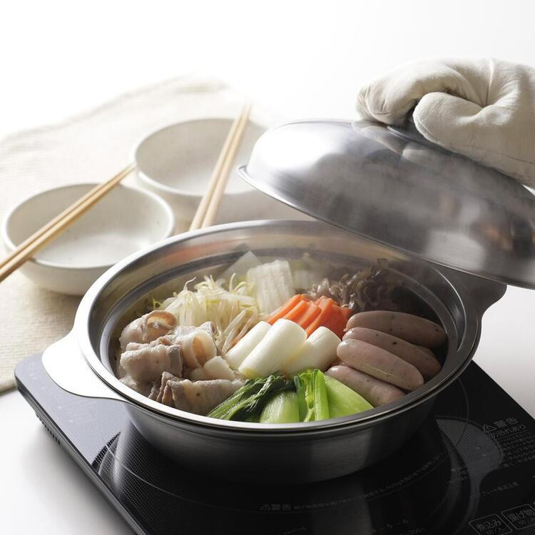 下村企販 家庭用品 鍋 フライパン あったか鍋 蒸し皿付き 24cm 44763