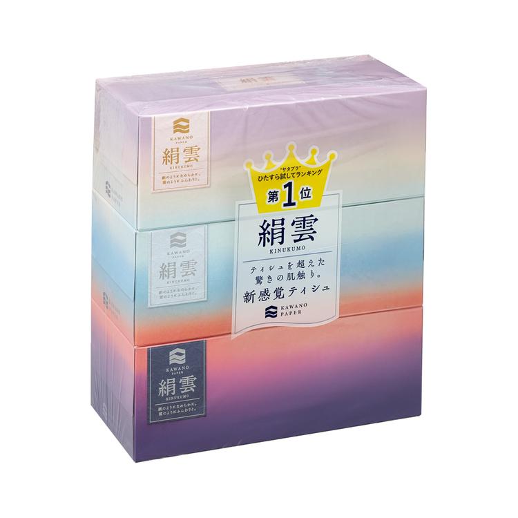 ティッシュペーパー 新保湿ティシュ 絹雲BOXティシュ130組(3枚重ね)×3P