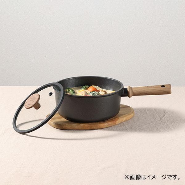 片手鍋 ソースパン 20cm IH ガス火対応 ガラス蓋付 CAROTE カローテ