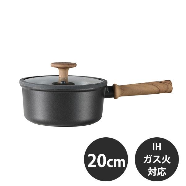 片手鍋 ソースパン 20cm IH ガス火対応 ガラス蓋付 CAROTE カローテ
