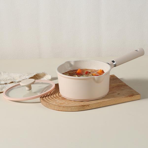 片手鍋 18cm ソースパン IH ガス火対応 CAROTE カローテ ピンク 鍋