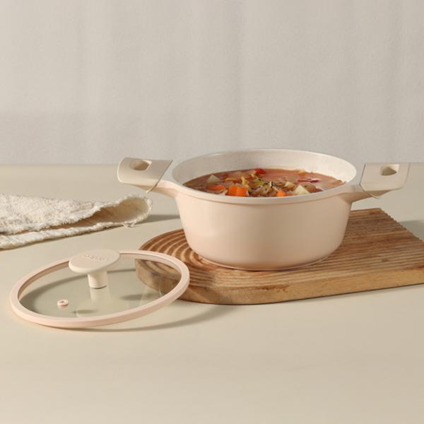 両手鍋 20cm ソースパン IH ガス火対応 CAROTE カローテ ピンク 鍋