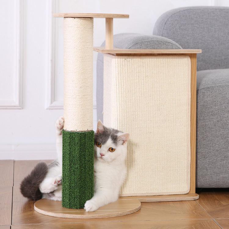 猫 爪とぎ ポール 麻柱 おしゃれ 木目調 キャットタワー コンパクト 省スペース 猫タワー コーナー専用テーブル付き爪とぎタワー YS135147 * |  | 13