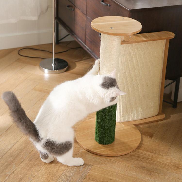 猫 爪とぎ ポール 麻柱 おしゃれ 木目調 キャットタワー コンパクト 省スペース 猫タワー コーナー専用テーブル付き爪とぎタワー YS135147 * |  | 15