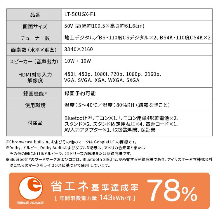 IRIS OHYAMA（アイリスオーヤマ） テレビ 液晶テレビ 50v 型 tv