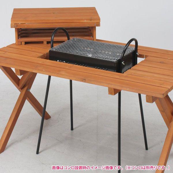 テーブルセット 3点セット 木製 ガーデンテーブル BBQテーブルセット