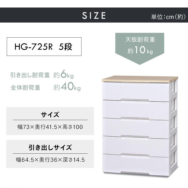 チェスト おしゃれ 完成品 5段 リビングチェスト 収納 収納ボックス 収納ケース 衣類収納 アイリスオーヤマ 安い プラスチック 一人暮らし 子供部屋 HG-725|petkan|18