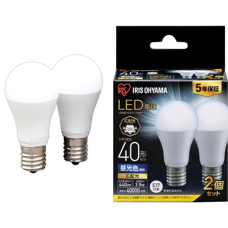 電球 LED LED電球 E17 40W相当 広配光 4個セット 昼光色 昼白色 電球色 アイリスオーヤマ LDA4D-G-E17-4T62P LDA4N-G-E17-4T62P LDA4L-G-E17-4T62P おしゃれ｜petkan｜02
