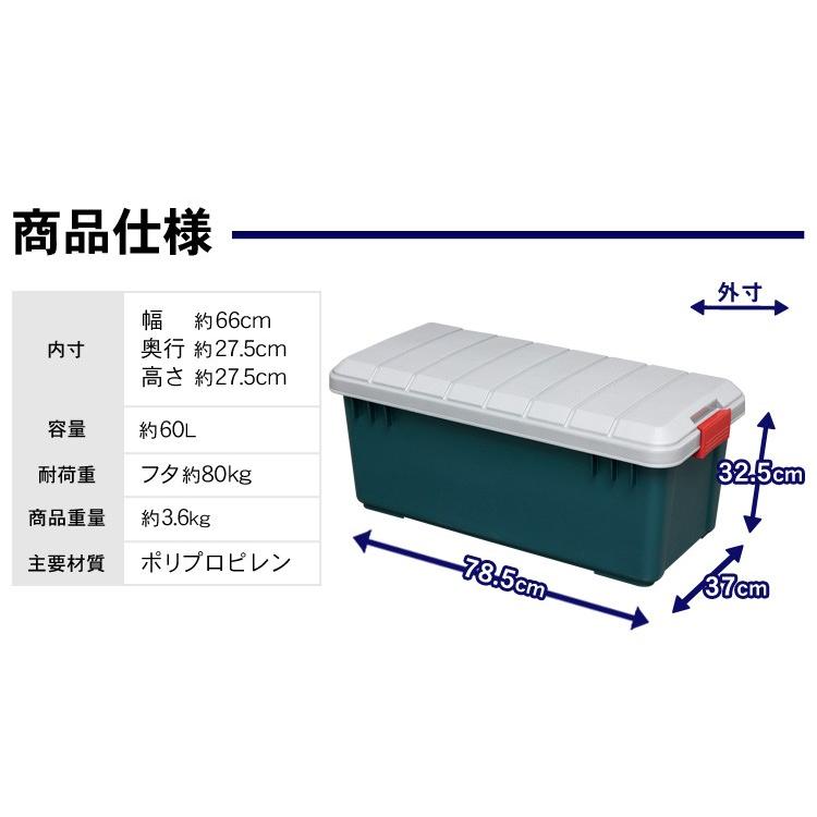 コンテナボックス フタ付き 60L 耐荷重80kg RV BOX ボックス 800 ベランダ収納 防水 収納ボックス ツールボックス コンテナボックス  アイリスオーヤマ｜petkan｜06