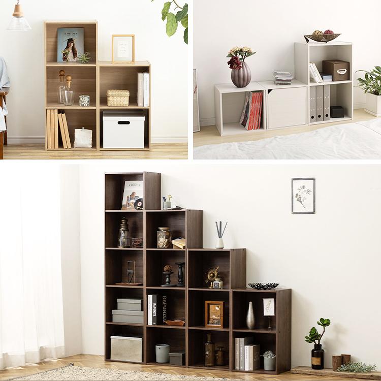 本棚 ２段 木製本棚A4サイズ2段 ロック機能付きキャスター 本棚・絵本棚