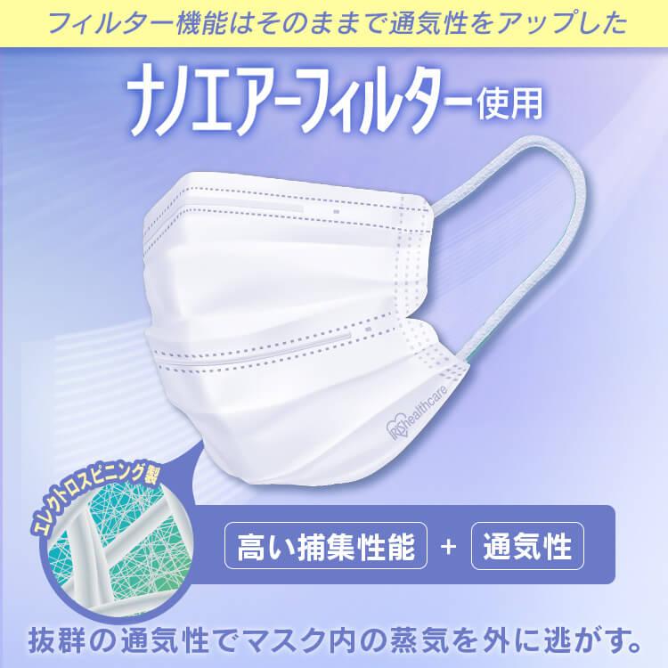 マスク 不織布 日本製 アイリスオーヤマ 不織布マスク ナノエアーマスク 花粉 使い捨て 通気性 小さめ ふつう 30枚入 PN-DNI30S PN-DNI30L 新生活｜petkan｜04