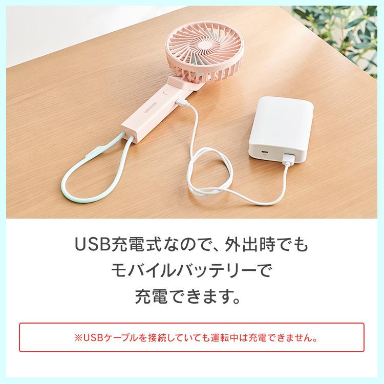 IRIS OHYAMA 扇風機 卓上 USB 軽量 携帯扇風機 充電式 ハンディファン