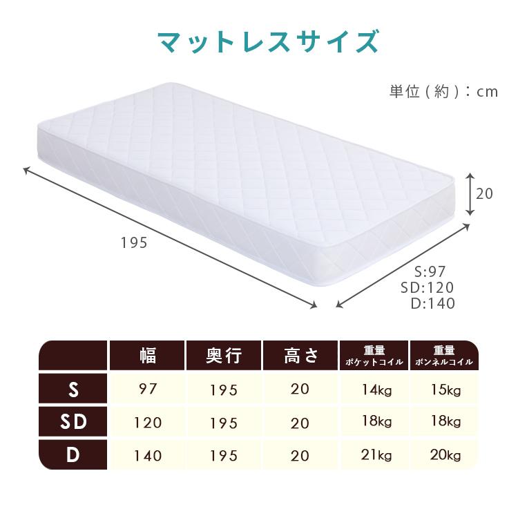 ベッド マットレス付き ボンネルコイル20cm シングル : メガストア