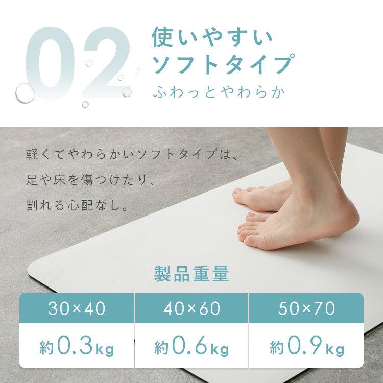バスマット 珪藻土 珪藻土バスマット ソフト 30x40cm 吸水 速乾 カット