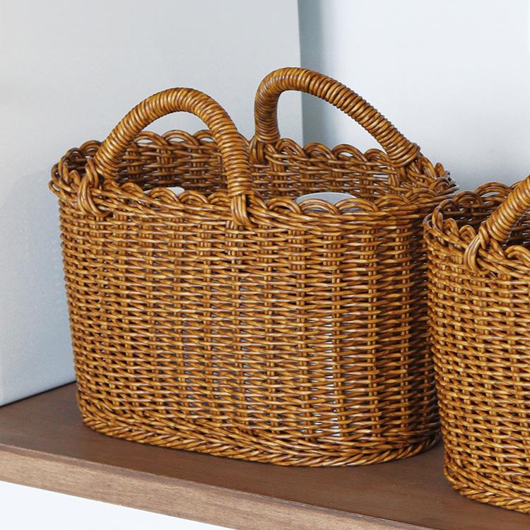 ユティル バスケット オーバルハンドルバスケット 洗える Sサイズ