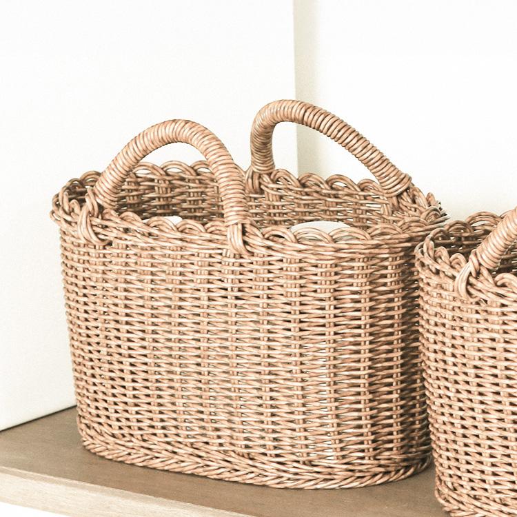 Fromバリ　手編みバスケット3点セット ユティル バスケット オーバルハンドルバスケット 洗える Sサイズ