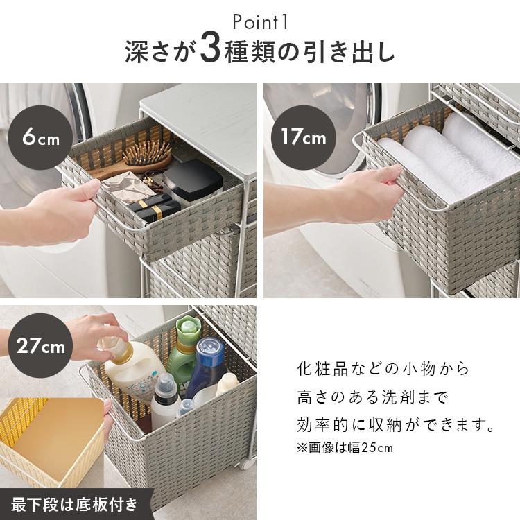 ランドリー 収納 キャスター 引き出し チェスト ラタン調 水回り おしゃれ 隙間収納 サニタリー アイアンランドリー_6