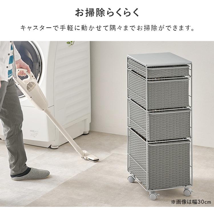 ランドリー 収納 キャスター 引き出し チェスト ラタン調 水回り おしゃれ 隙間収納 サニタリー アイアンランドリー_10