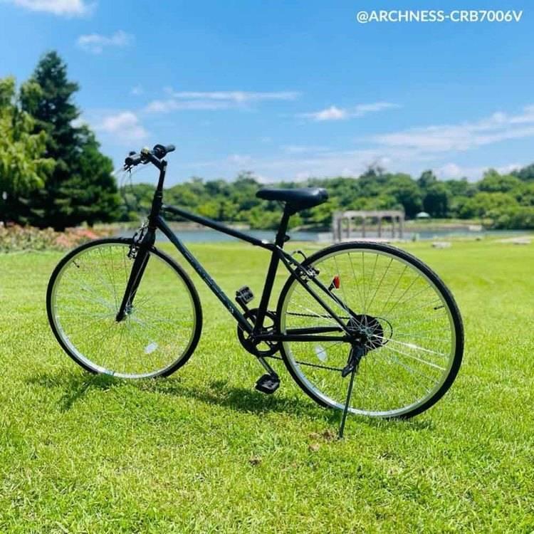 クロスバイク カゴ付き シマノ製 6変速 27インチ 軽量 シティサイクル