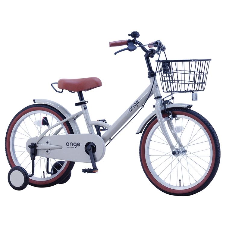 自転車 幼児 子供用 18インチ グレー ミント シンプル 取っ手付き