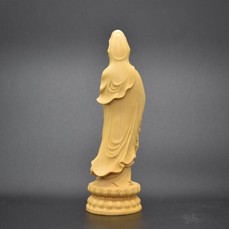 念珠観音菩薩 木彫り仏像 天然木 柘植材 仏壇 仏具 仏像 ペット供養