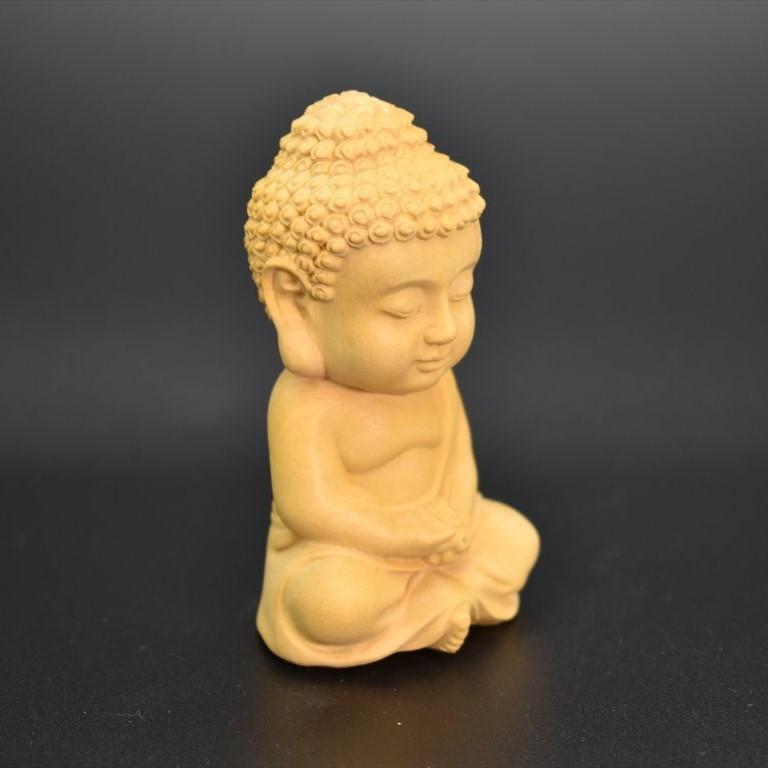 仏陀 ミニ仏陀像 木彫り仏像 天然木 柘植材 仏壇 仏具 仏像 ペット供養