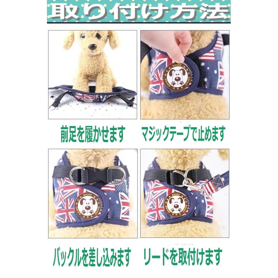 刻印無料 ペット用ハーネス 迷子札 ハーネスリード3点セット 犬用
