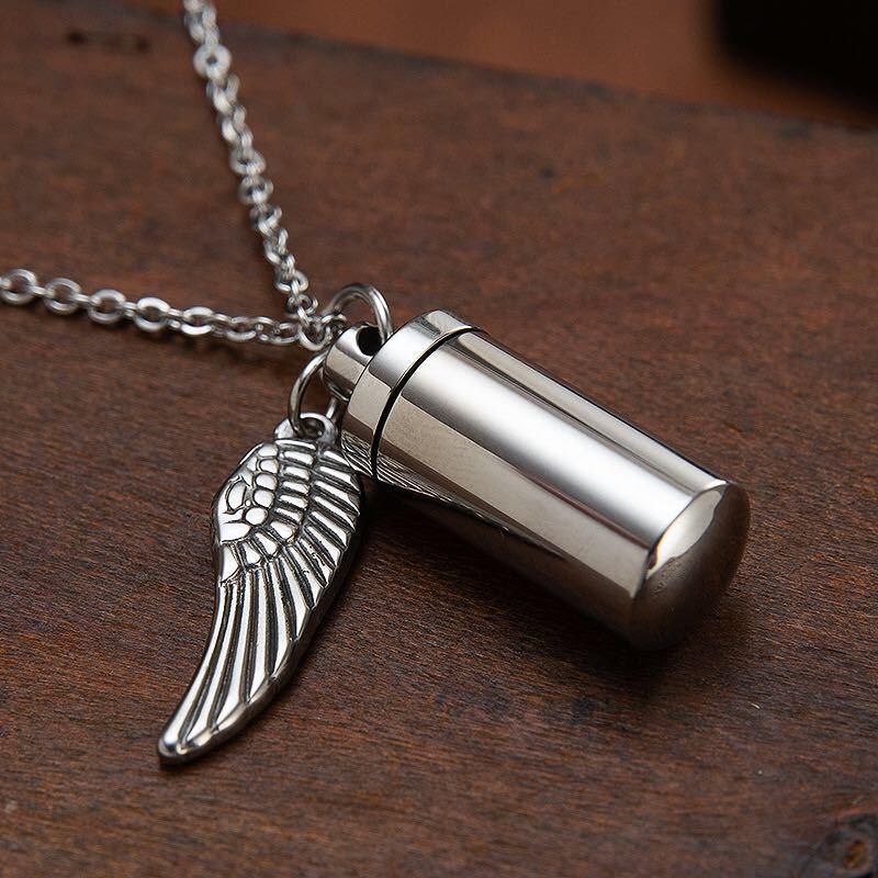 刻印無料 天使の羽付遺骨ペンダント遺灰 分骨 納骨 手元供養 遺骨