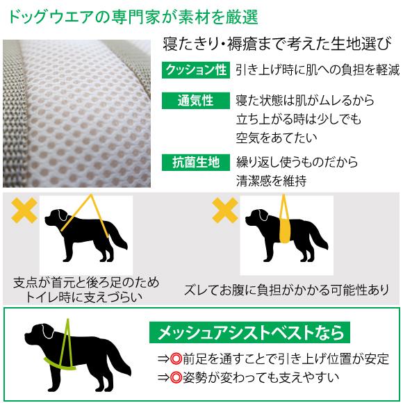 犬 介護用ハーネス  介護 歩行補助 ハーネス メッシュ アシスト ベスト M 中型犬 用  高齢犬 シニア 老犬 足腰 筋力 低下 サポート 立ち上がり トイレ可 グル活_3