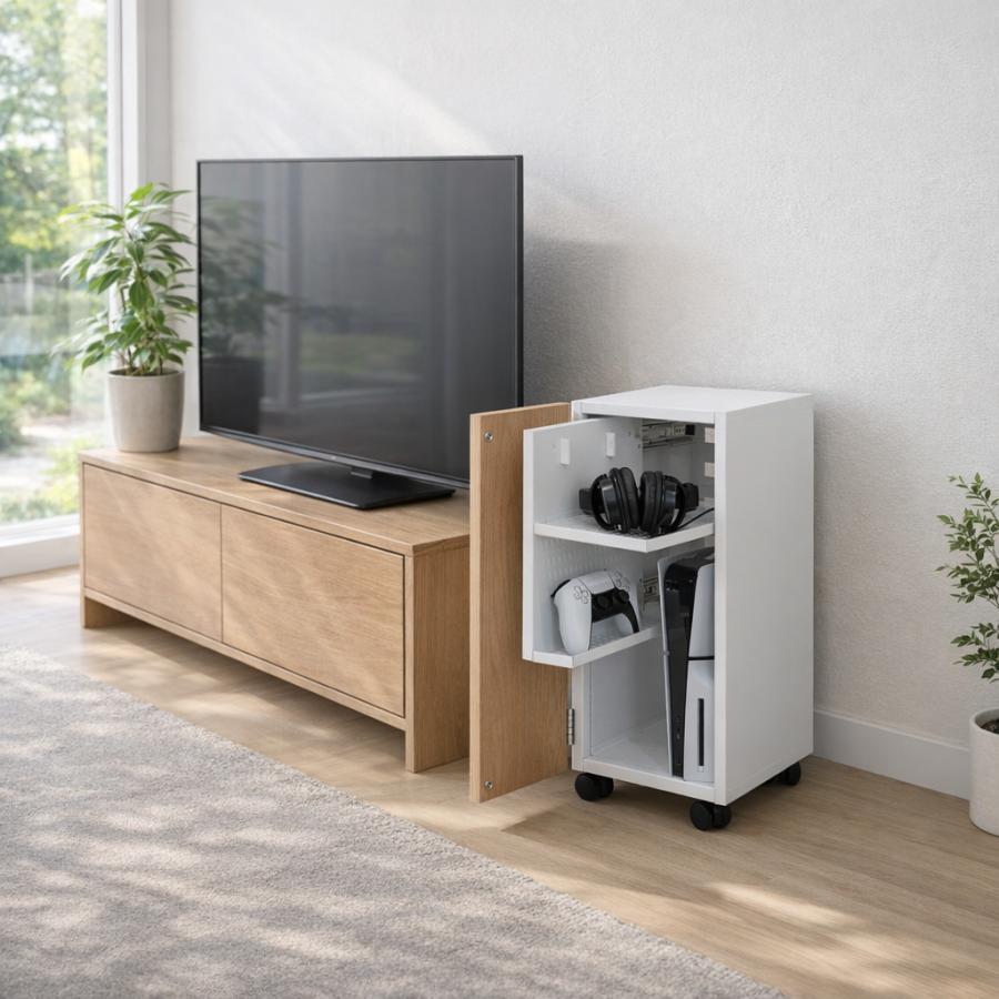 【訳ありアウトレット】【完成品】 ゲーム機収納ラック PS5対応 スライド棚 キャスター付き 大容量ラック ゲームラック Switch スイッチ2 ゲーミングラック |  | 02