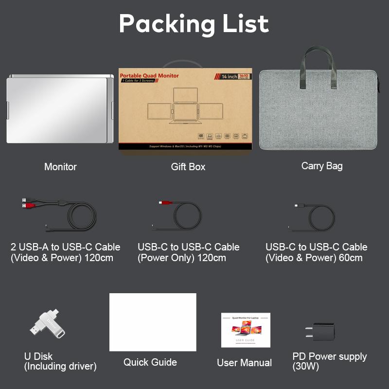 トリプルモニター スクリーン モバイルモニター 12〜17.3インチ PCモニター デュアルモニター サブモニター 4画面 ３画面 トレーディングモニター 超軽量 爆買 |  | 13