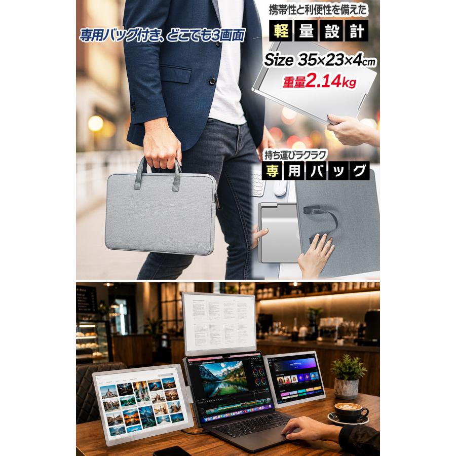 モバイルモニター 14インチ 4画面 デュアルモニター ノートパソコン用