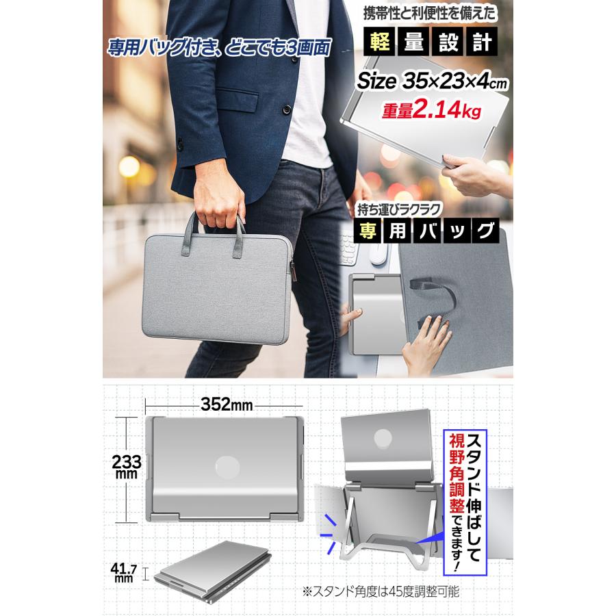 モバイルモニター 14インチ 4画面 デュアルモニター ノートパソコン用