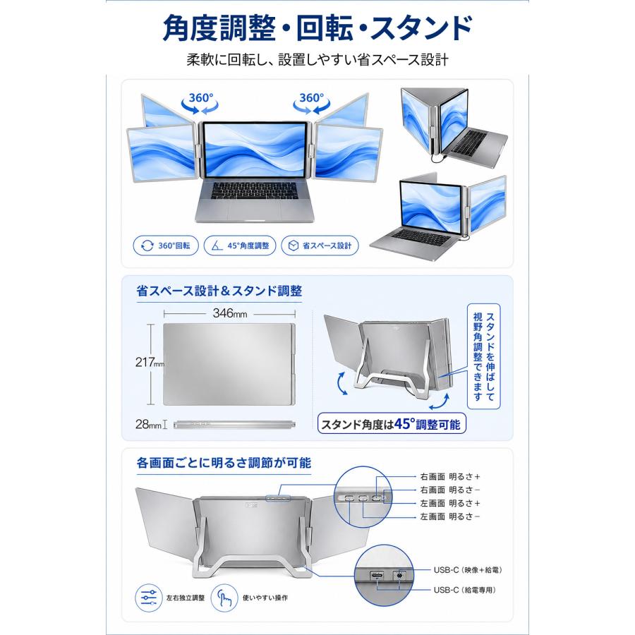 ディスプレイ モニター モバイルモニター 拡張モニター デュアル