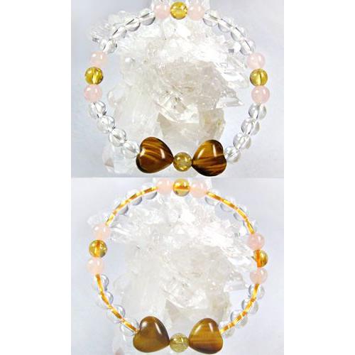 ブレスレット(タイガーアイ,ルチルクォーツ、クリスタル、ローズ