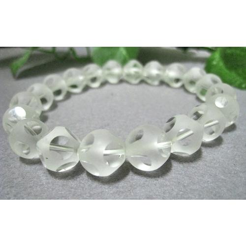 フロスティ水晶 ブレスレット フロスティ水晶にファセットが入った珍しいデザインビーズブレスレット 天然石 パワーストーン ロッククリスタル Pbr 246 天然石アクセサリーペトラ 通販 Yahoo ショッピング