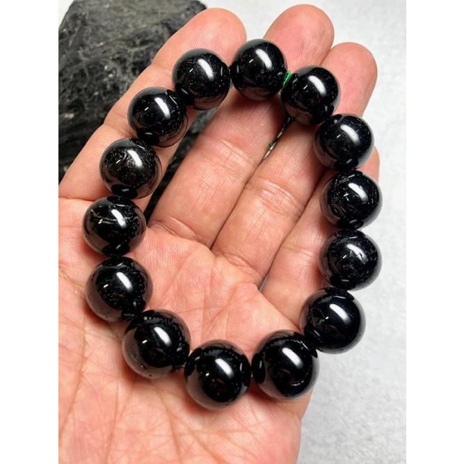 ブラックトルマリン ブレスレット ショール 約15ミリ玉 天然石