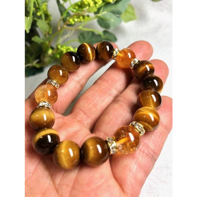 タイガーアイ シトリン 12ミリ玉ブレスレット 天然石 パワーストーン