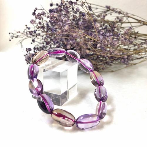 超綺麗✴︎アメジスト✴︎シトリン共生/ザクザク結晶✴︎アメトリン✴︎たまご型 アメトリン ブレスレット タンブル型 紫黄水晶 アメトリン 水晶