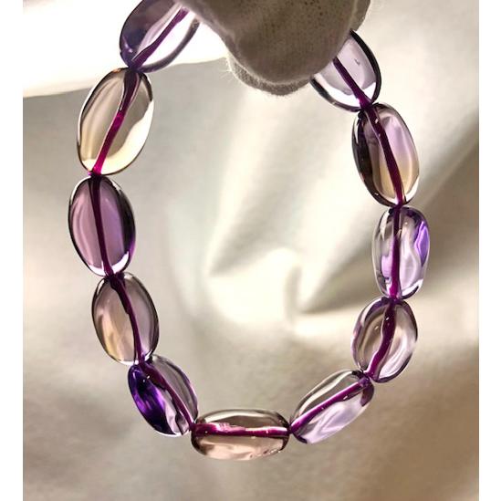 超綺麗✴︎アメジスト✴︎シトリン共生/ザクザク結晶✴︎アメトリン✴︎たまご型 アメトリン ブレスレット タンブル型 紫黄水晶 アメトリン 水晶